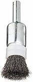 Weiler Wire End Brush, Banded, Solid End, Round Shank, Steel, Crimped Wire, 1/2" Diameter, 0.006" Wi