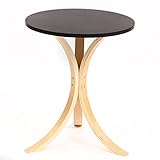 【キュートな北欧風インテリア家具 円形木製テーブル】 直径45cm 軽量コンパクト サイドテーブル 脚部裏に傷防止付き 鮮やかカラー天板テーブル (ブラック色)