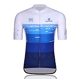 [Morethan] サイクルジャージ 半袖 メンズ HVP-017、ブルー、L