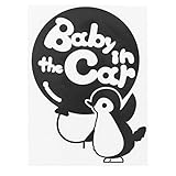 ブラック（黒） Baby in the car ペンギン ぺんぎん ステッカー 窓ガラス用シールタイプ キッズ 子供 車の後ろ 妊婦 安心 ※吸盤・マグネ...