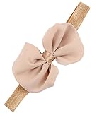 Nice Days（ナイス　ディズ）　ベビーヘアバンド　女の子蝶結び　ボウタイ　リボン　シフォン (カーキ)