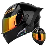 MOTOBOSS バイクヘルメット フルフェイスヘルメット ブルートゥース付き システムヘルメット フリップアップ メンズ レディース 四季対応 オートバイジェット ダブルシールド大きいサイズ 洗える裏地 日焼け止め UVプロテクション Bluetooth 耐衝撃 DOT認定 防風雨 通勤 通学 (M,B10)
