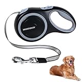 MIGHTYDUTY 犬用リード 自動巻き取り 長さ8M 荷重50KG 伸縮リード 滑り止め 小型犬 中型犬 大型犬対応 お出かけ 散歩 グレー