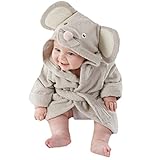 （モダンミス）Mordenmiss ベビー&キッズ用 アニマル タオル おくるみ 可愛いバスローブ ポンチョ 出産祝い贈り物にも　ローブ　ネズミちゃん　グレー