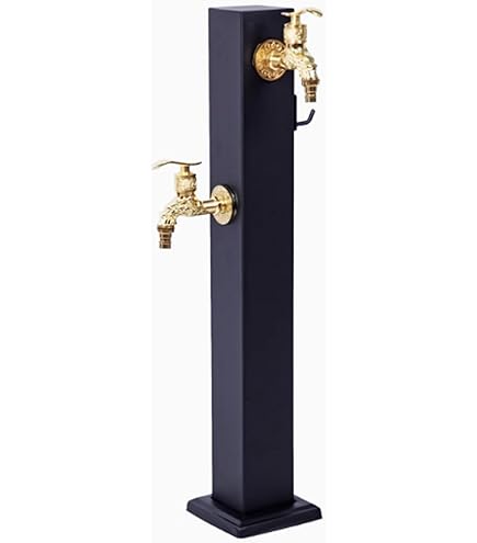 Amazon | 水栓 立水栓 2口丸形アルミ柱 下取出し ホワイト HI