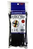 Cambridge 100 pcs- 8 " 75ポンド引張強度、標準Dutyナイロンケーブルタイ、UVブラック