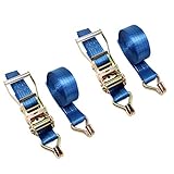 HELIX ラッシングベルト 2本セット ラチェット式 ベルト幅 50mm 固定側 1m 巻側 5m 破断荷重5000kg フック Jタイプ 5ton 荷締め 固定 日本語説明書付き