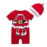 クリスマス仮装 Hosam クリスマスツリー コスチューム ミニサンタ 子供 赤ちゃん 着ぐるみ セット 冬物ロンパース 可愛い クリスマスを楽しみ (女の子-レッド, 90)