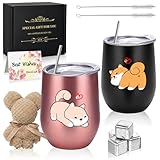 犬 タンブラー ペア グッズ ギフト かわいい 誕生日プレゼント 女性 男性 母親 姉 妻 人気 女友達 保温 保冷 実用的 犬雑貨 おしゃれ いぬ 犬好きプレゼント 使いやすい コップ 2個セット 母の日 父の日 贈り物 birthday gift for women men 可愛い アニマルグッズ 記念日 新年の贈り物 (犬 ピンク 黑)