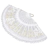 CRAFTHROU うちわ レースファン ヴィンテージファン ファブリックファン 折り畳み 生地 pp 旅行写真 白い 逃す