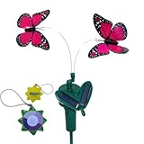 HQRP庭の花の植物のためのツインピンクソーラーフライングなびくモナーク蝶パワード+ HQRP UVメーター