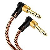 6.35mmギターケーブル 0.5m，1/4 "TRSケーブルナイロン編組マルチシールド6.35mmステレオジャック90度直角オスから90度直角オスバランスオーディオケーブル。 (0.5m)