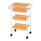 トレーワゴン クリアオレンジ [ エステワゴン ネイルワゴン キッチンワゴン マルチワゴン サイドワゴン キャスター付き 収納 業務用 サロン ワゴン ラック ]◆