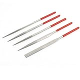 uxcell　ヤスリ　レッド　シルバートーン　ダイヤモンド　ロックストーン　5枚入り