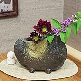 信楽焼　窯変手付き花入れ【ha-0135】　花瓶　花器　一輪挿し　花入　しがらき焼　陶器　焼き物　壷　インテリア　おしゃれ　オシャレ
