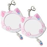 缶バッジケース かわいい 猫型 缶バッジカバー キーホルダー式 アクリル 透明 かんばっじ保護 収納 コレクション 可愛い 猫しっぽ 猫耳 58mm～65mm バッジ 対応（ピンク2枚）