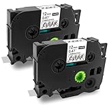 HeeMee Tzeテープ 互換品 ブラザー用 12mm幅【Tze-131・透明地黒文字・2個セット】8m長 ピータッチテープ P-touch ラミネートテープ 防水 強粘着 お名前シール 事務用品（Tze-131・2個）