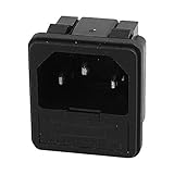 DealMux AC250V 10A SS-8B-1 IEC320 C14 AC Input Wiring Socket Male w Insurance Power Supply Black