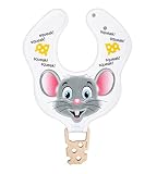 Sweet MOUSE & CHEES cotton BIB with a TEETHER from maple tree handmade natural ecological Perfect fo