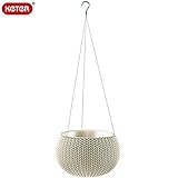KETER Knit Cozy Pot ハンギングチェーン付き デューン Sサイズ　吊り鉢 プラスチック製 樹脂 屋内 屋外 カバー おしゃれ(植木鉢 プランター ポット)