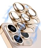 OAproda iPhone 16Pro/16ProMax/15Pro/15ProMax/14Pro 用 カメラ保護 フィルム 【アルミ合金+強化ガラス】 9H 耐衝撃 カメラカバー 黒縁 露出オーバー防止 曇りなし 粘着性強い 貼りやすい 二枚セット (デザートチタニウム)