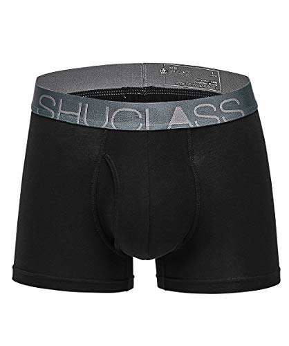 【SHUCLASS】メンズ ボクサーブリーフ セット 耐久 アンダーウェア(black 1枚組 XL)