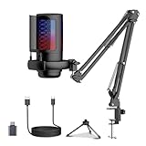 Nadle コンデンサーマイク ゲーミングマイク PC マイクセット RGBライト プラグ＆プレイ ミュート USB 単一指向性 ライブ配信 web会議 ゲーム実況に最適 Skype Discord YouTube Zoom Windows/MacOS/PS4/PS5など対応