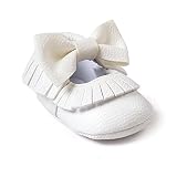 Toubaby女の赤ちゃん秋冬蝶結び 流苏PUファーストシューズ赤ちゃん靴 0-18月 (12-18月（13cm), 白い)