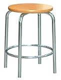 ラウンドスツール(内リング付)RW-2Cナチュラル/クロームメッキ