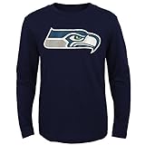 Russell Wilsonシアトルシーホークス# 3ユースGrinder Distressed長袖Player Tシャツ( Youth Medium 10 / 12 )