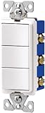 Eaton 7729W-SP 15-Amp 120-Volt Decorator Heavy Duty Grade Three Single-Pole Combination Switches, Wh