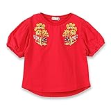 (ブランシェス) branshes 花柄刺繍入り半袖Tシャツ 80cm レッド