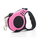 【良品CUORA】犬 リード 伸縮 5m 自動巻き取り式 小型犬 中型犬 荷重15kg 伸びるリード 犬散歩 散歩 軽量 (ピンク)