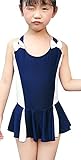 C-Princess スクール水着 女の子 女児 ワンピース スカート ミズギ スイムウェア 子供 キッズ ジュニア リボン飾り フリル 可愛い プール ビーチ XL