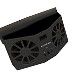 iimono117　車用 ソーラーファン / 空気清浄機 換気扇 温度計 充電池 搭載 ツイン ダブル ファン車載ファン (ブラック)