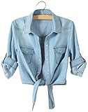 MONFUTUR(モンフチュール) シャツ 結べる長袖ショート丈デニム レディース ライトブルー M