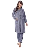 411280 Nishiki(ニシキ) ルームサプリ マタニティ パジャマ 長袖 授乳口付き 前開き レディース 秋 春 ダンボールニット素材 産前 産後 ウエスト調整付パンツ プチハート柄 【ネイビ