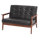 不二貿易 バイキャストPUソファ フレンズ 1.5人掛け 合成皮革 ダークブラウン 71168