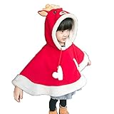 【ドリーム ショップ】クリスマス衣装 プレゼント かわいい ヘラジカ マント キッズ 子供用 女児 女の子 肩掛け ベビー服  防寒フード付きマント (身長100cm適応/着丈39cm)