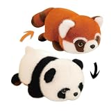 レッサーパンダとジャイアントパンダのリバーシブルぬいぐるみ、リバーシブル両面フリッパーパンダ、かわいいパンダのぬいぐるみレッサーパンダとジャイアントパンダのぬいぐるみ、子供と大人向けのおもちゃギフト