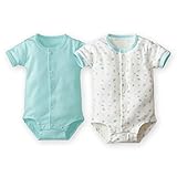 (ニッセン) nissen ベビー 綿１００％ 半袖 前開き ボディスーツ ２枚組 サックス系 身長70cm