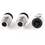 uxcell　クイック継手　ストレート　ユニオン　空気圧　オスねじ　8mm x 1/8"PT　3個セット