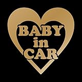 ハート型 Baby in car カッティングステッカー ゴールド 金