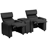 Flash Furniture Kid's Black Leather Reclining Theater Seating with Storage Console [並行輸入品]