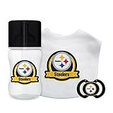 ピッツバーグスティーラーズ3 Pieceベビーギフトセットキックオフコレクションおしゃぶりベビーボトルとよだれかけ新しいinギフトボックス