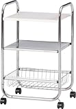 不二貿易 組立簡単(工具不要)ワゴン3段 バスケット付き クロム 10155