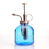 Purism style plant mister - Blue Color Glass Bottle with Brass sprayer (Rose Gold Color)