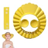 シャンプーハット シャンプーハット子供 シャンプーハット 子供用 4段階のサイズ調整可能 シャンプーハット 赤ちゃん シャワーキャップ 耳付き 耳あて 防水帽 シャンプーキャップ 目を保護 バスグッズ 洗髪用帽子 お風呂 樹脂 水遊び シャワー用品（イエロー）