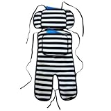 選べる6柄　ひえぽかサポートクッション　ベビーカー保冷保温シート　保冷（保温）剤2個付き　ベビーカークッション (ボーダーブラック)