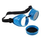 SODIAL(R) サイバーゴーグル　蒸気ゴスコスプレ　ビンテージなゴーグル　錆付き　青と黒